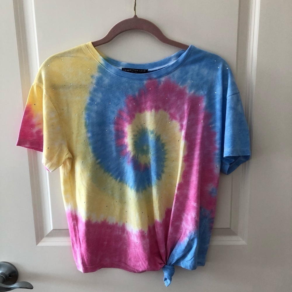 Generation Love Tie Dye Tee With Crystals
